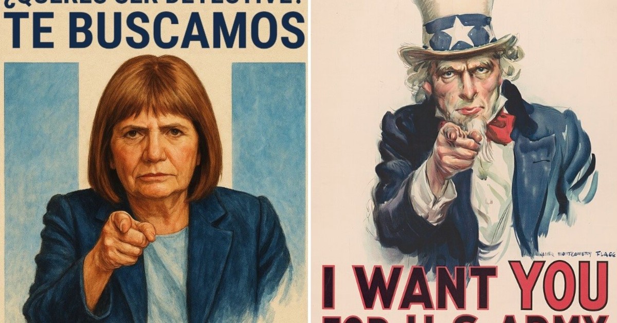 «Che, aspirante de Sherlock Holmes»: la llamativa campaña de Patricia Bullrich y su afiche al estilo «Tío Sam» «Che, aspirante de Sherlock Holmes»: la llamativa campaña de Patricia Bullrich y su afiche al estilo «Tío Sam»