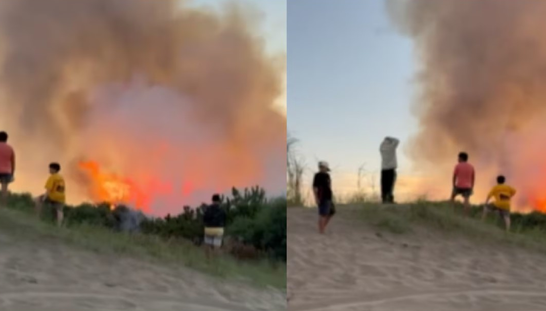 Se desató un voraz incendio en Pinamar y el viento complicó la tarea de los bomberos Se desató un voraz incendio en Pinamar y el viento complicó la tarea de los bomberos