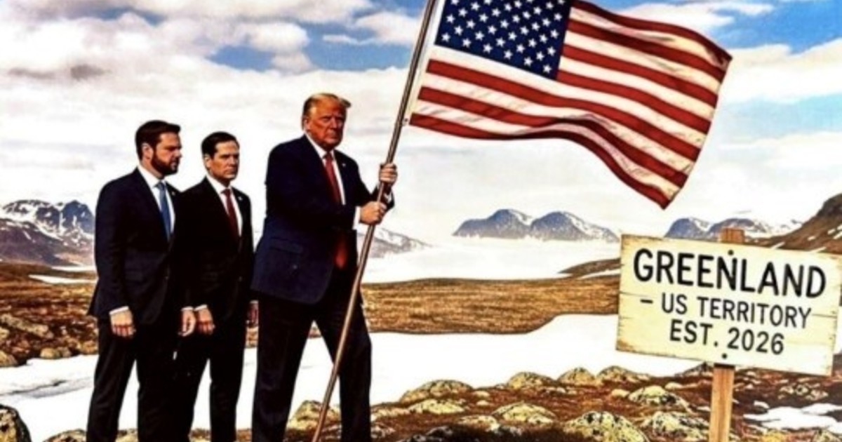 Donald Trump publicó una provocadora foto hecha con IA que lo muestra conquistando Groenlandia en la previa de Davos